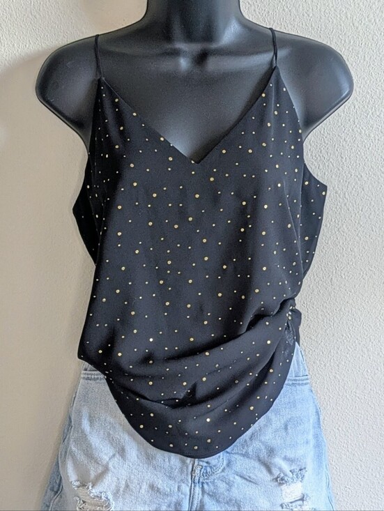 Express Tops - Express Black & Gold Camisole with Metallic Embellishments NWT Size Small